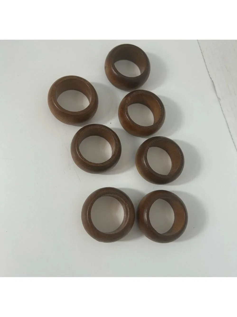 Vintage Napkin Rings Wooden Handpainted Floral Rustic Cottage Core  Set of 7